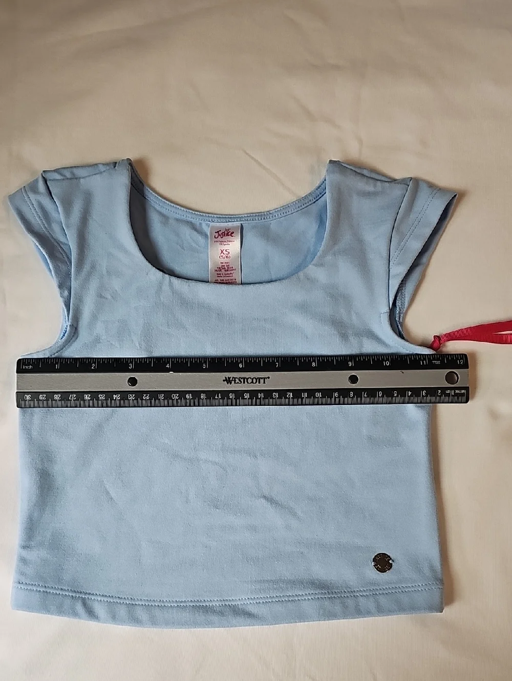 Justice Girls XS 5/6 Blue Seamless Cap Sleeve Top, New